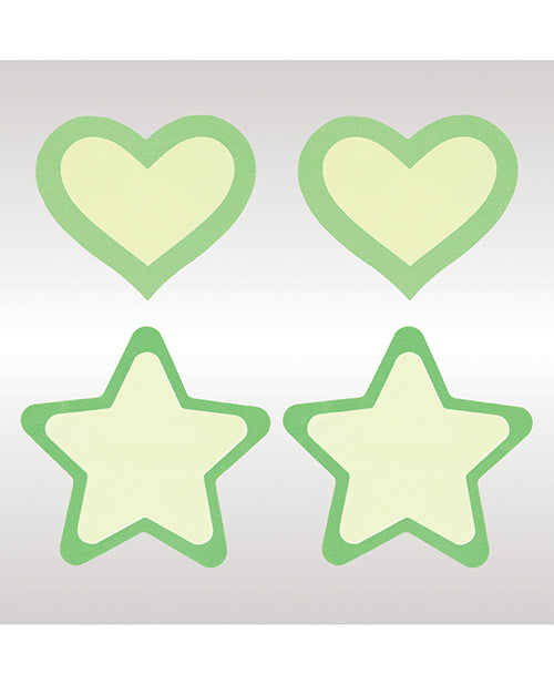 Peekaboos Glow In The Dark Hearts & Stars - Green 2 Pairs