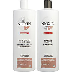 System 3 Scalp Therapy Conditioner And Cleanser Shampoo For Colored Hair With Light Thinning Liter Duo